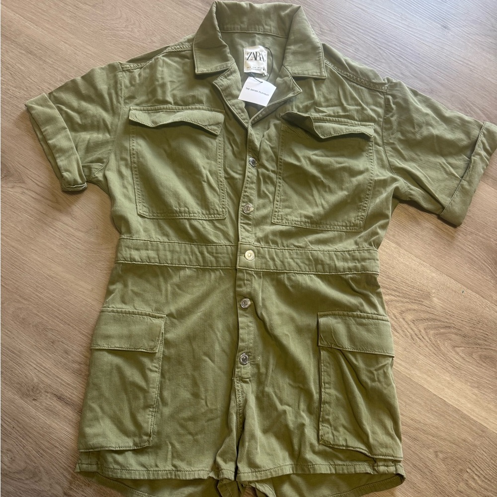 Zara Olive Green Utility Romper